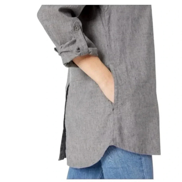 PRANA | Women’s Grey Aster Button Down Open Vent Tunic Shirt Size M - Picture 2 of 15